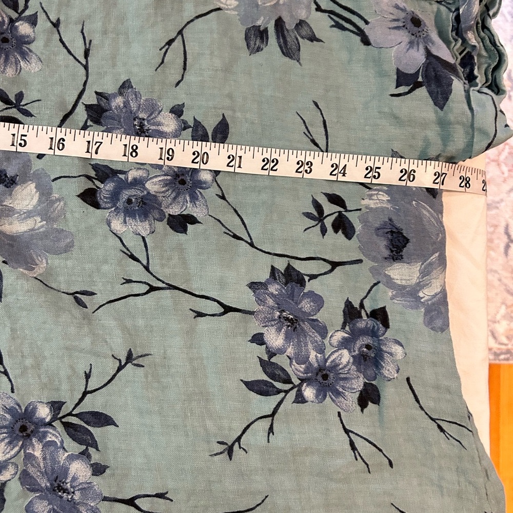 LUNGO L’ARNO Linen Floral Seafoam Green Shift Dress Tunic Made in Italy 2X‎ - Picture 9 of 12